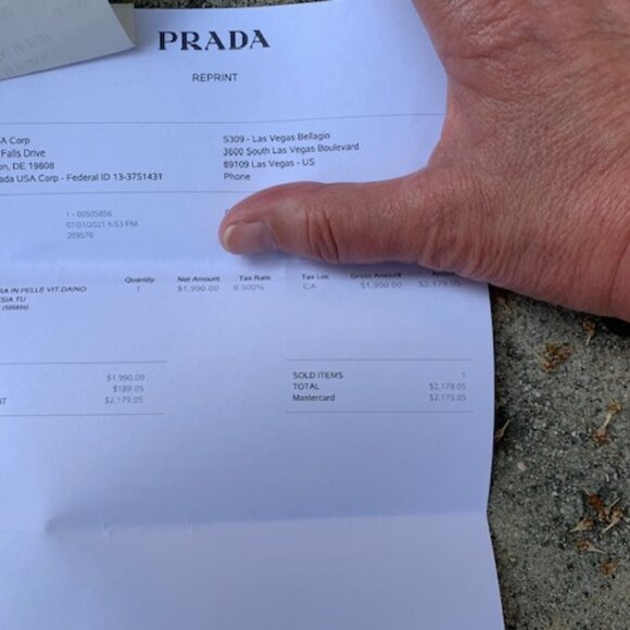 RECEIPT - Prada Leather Camera Crossbody Bag with Pouch in Grey - Picture 8 of 8